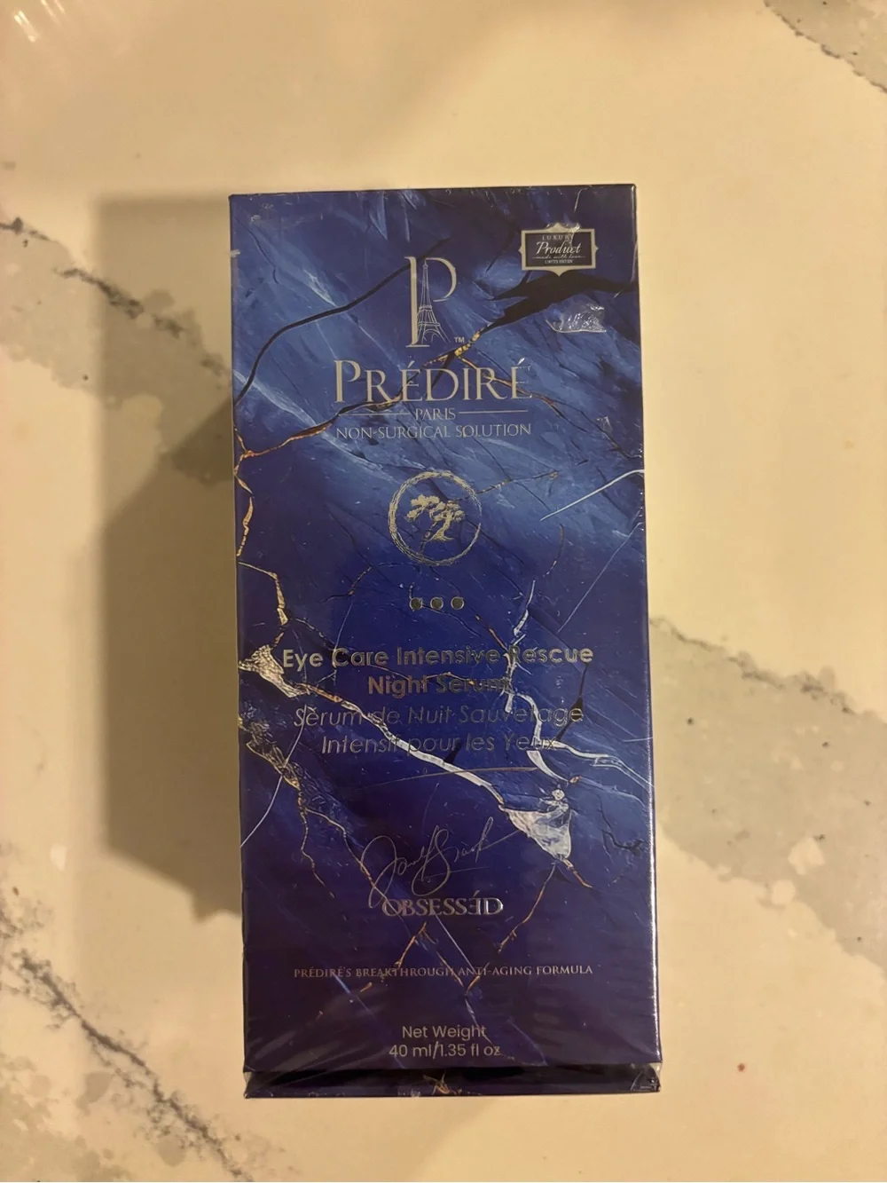Prédiré Eye Care Intensive Rescue Night Serum — Blue & Gold Marble Box